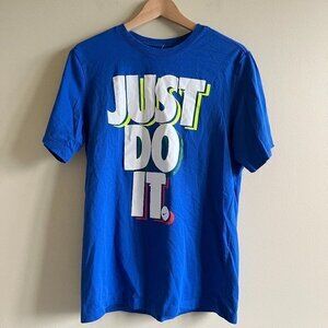 Nike Sportswear Mens Just Do‎ It T-Shirt Size Medium Blue Short Sleeve Cotton